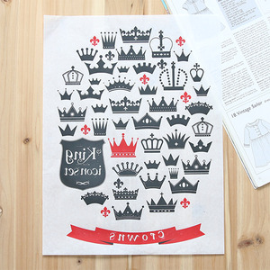 종이전사지] crowns 2color : 블랙 12331