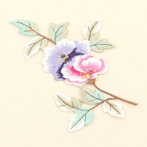 73-885 목단 꽃 자수장식_퍼플&amp;핑크 18744